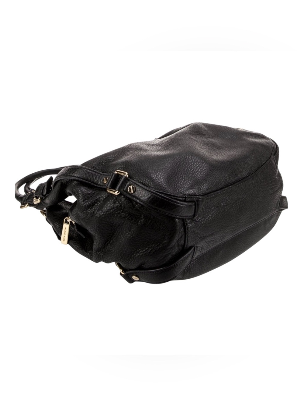 Michael Kors Bedford Leather Hobo Shoulder Bag Black Gold Hardware - Picture 7 of 14